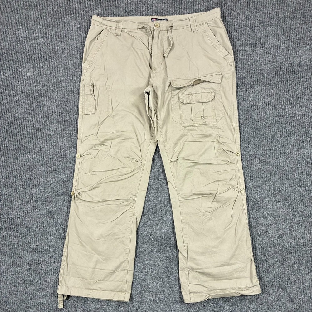 Vintage Y2K Phat Farm Mens 38 Khaki Cargo Pants Baggy Hip Hop Streetwear Cotton